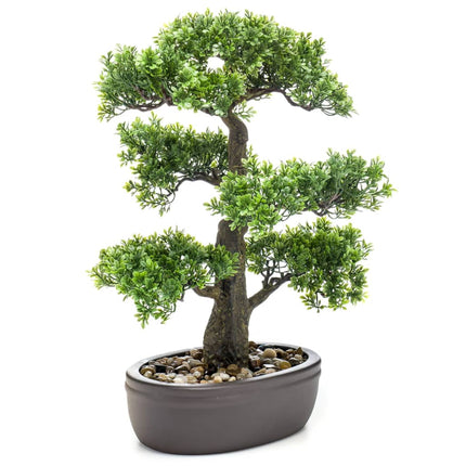 Ficus Artificiale Mini Bonsai con Vaso Marrone 43 cm