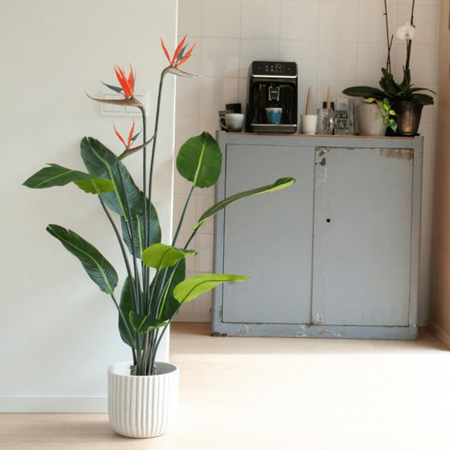 Strelitzia Pianta Artificiale in Vaso con Fiori 120 cm