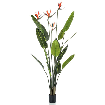 Pianta Artificiale di Strelitzia con 4 Fiori in Vaso 150 cm