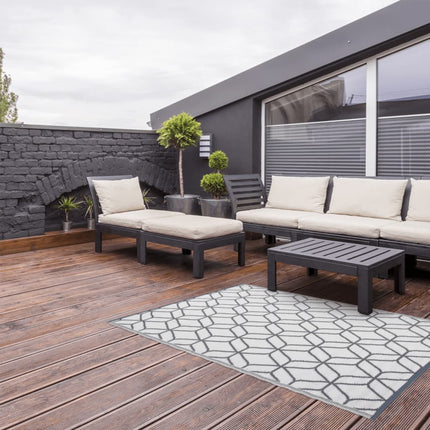 Tappeto da Esterno 180x121 cm Grigio Bianco OC25