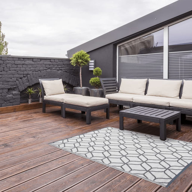 Tappeto da Esterno 180x121 cm Grigio Bianco OC25