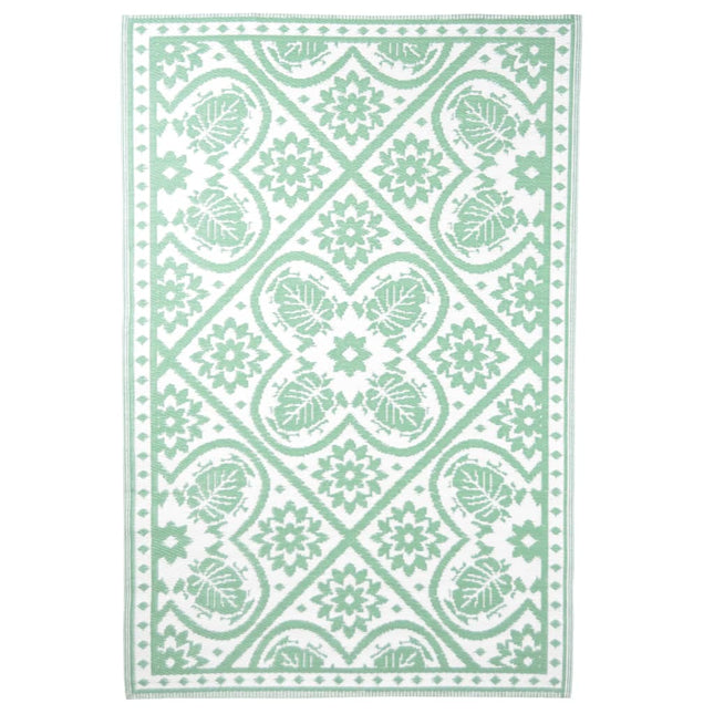 Tappeto da Esterno 182x122 cm a Tessere Verde e Bianco