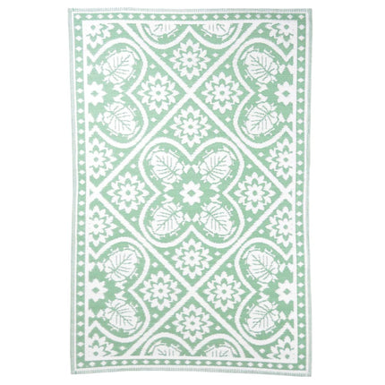 Tappeto da Esterno 182x122 cm a Tessere Verde e Bianco