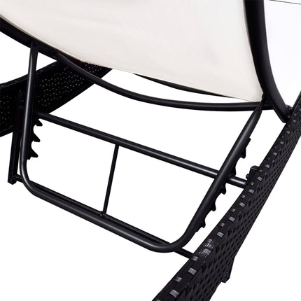 Lettino Prendisole in Polyrattan Nero