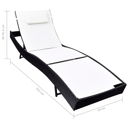 Lettino Prendisole in Polyrattan Nero