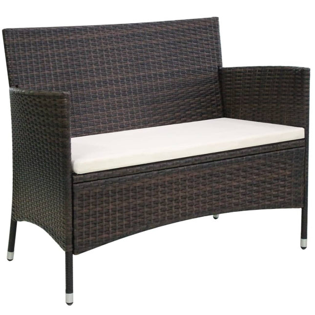 Panchina da Giardino 106 cm in Polyrattan Marrone