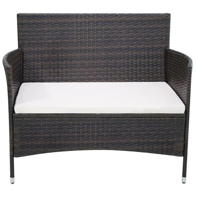 Panchina da Giardino 106 cm in Polyrattan Marrone