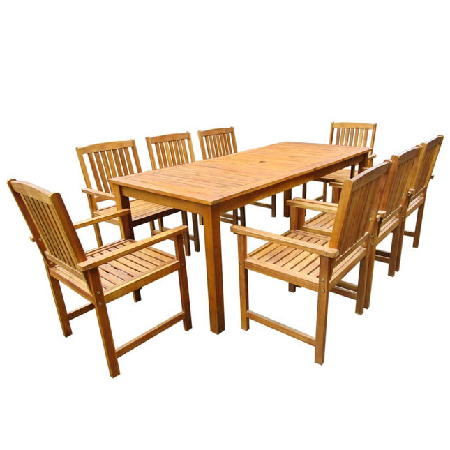 Set da Pranzo da Giardino 9 pz in Legno Massello di Acacia