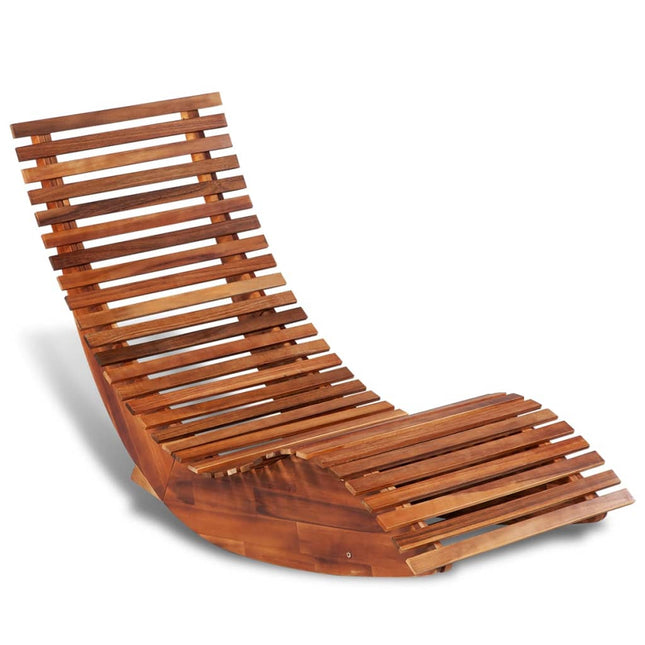 Lettino Prendisole a Dondolo in Legno di Acacia