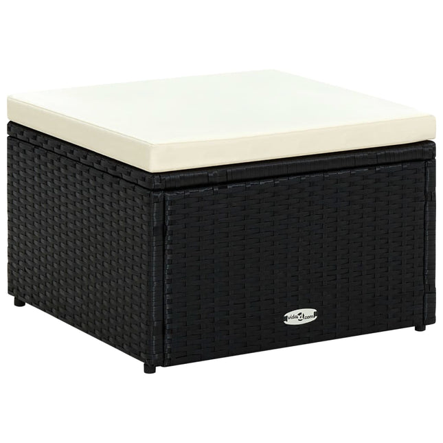 Poggiapiedi Ottomana in Polyrattan 53x53x30 cm Nero