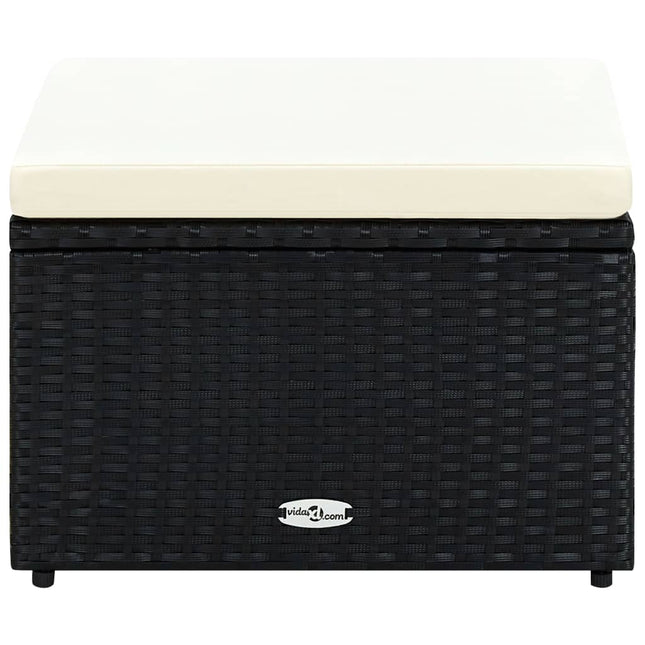 Poggiapiedi Ottomana in Polyrattan 53x53x30 cm Nero