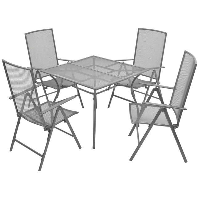 Set da Pranzo Giardino 5 pz Sedie Pieghevoli Acciaio Antracite