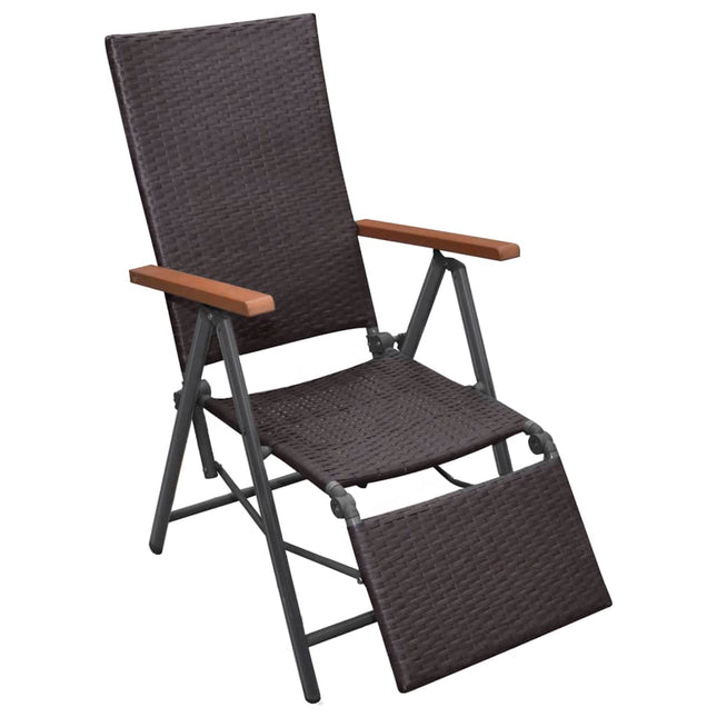 Sedia a Sdraio Reclinabile in Polyrattan Marrone