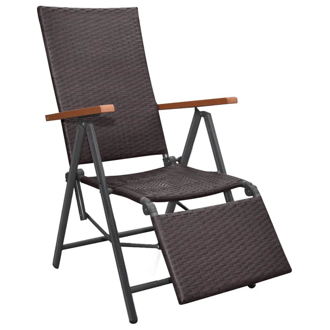 Sedia a Sdraio Reclinabile in Polyrattan Marrone