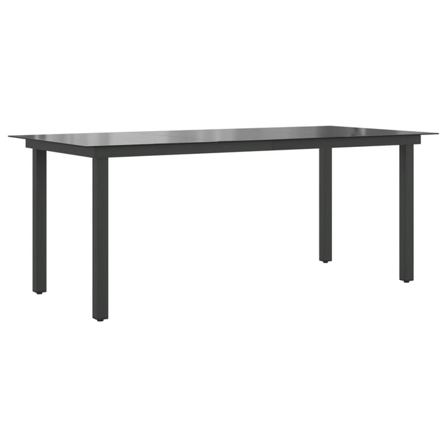 Tavolo da Giardino Nero 190x90x74 cm in Alluminio e Vetro