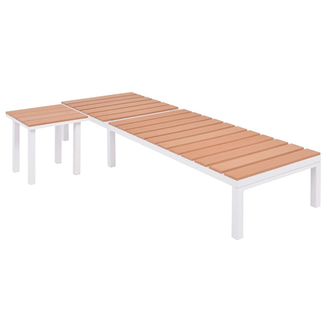 Lettino Prendisole con Tavolo Alluminio e WPC Marrone