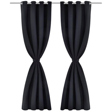2 Pz Tende Oscuranti con Occhielli in Metallo 135x175 cm Nere