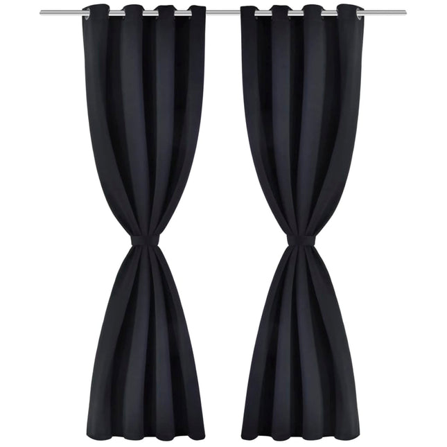 2 Pz Tende Oscuranti con Occhielli in Metallo 135x175 cm Nere