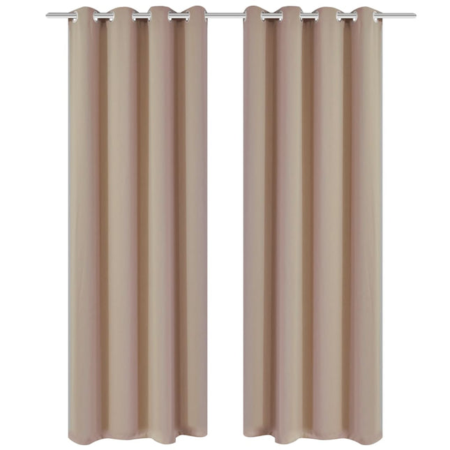 2 Pz Tende Oscuranti con Occhielli in Metallo 135x175 cm Crema