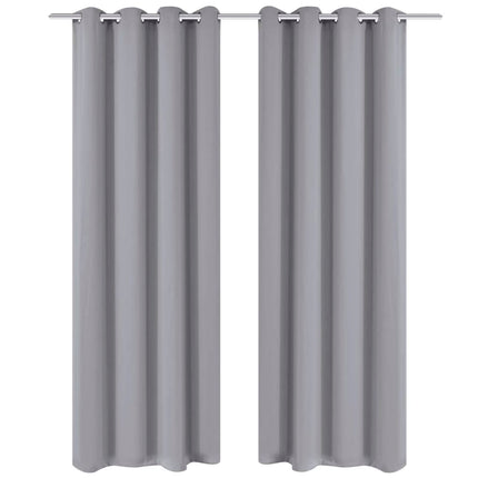 2 Pz Tende Oscuranti con Occhielli in Metallo 135x175 cm Grigie
