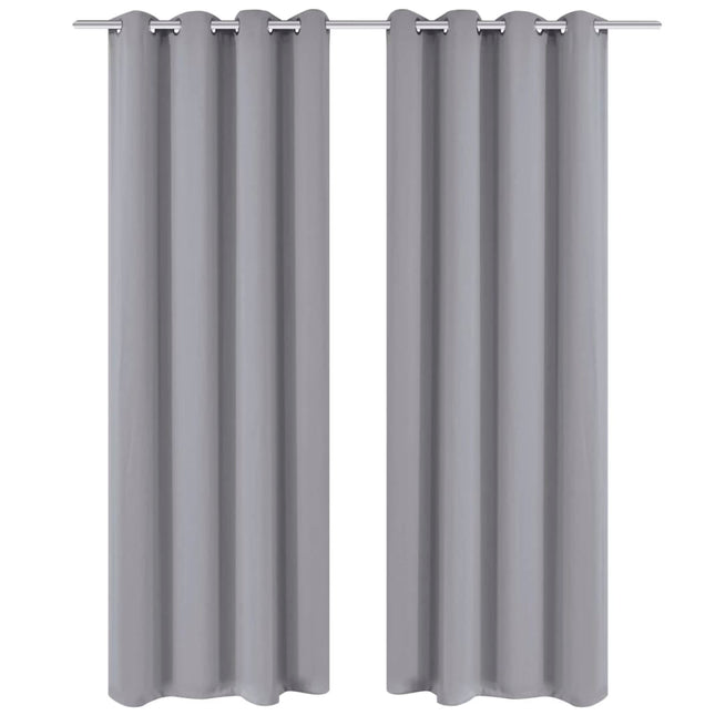 2 Pz Tende Oscuranti con Occhielli in Metallo 135x175 cm Grigie