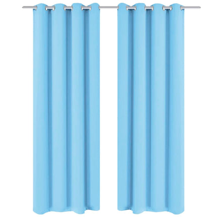 2 Pz Tende Oscuranti Occhielli in Metallo 135x175 cm Turchese