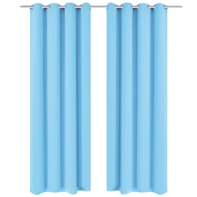 2 Pz Tende Oscuranti Occhielli in Metallo 135x175 cm Turchese