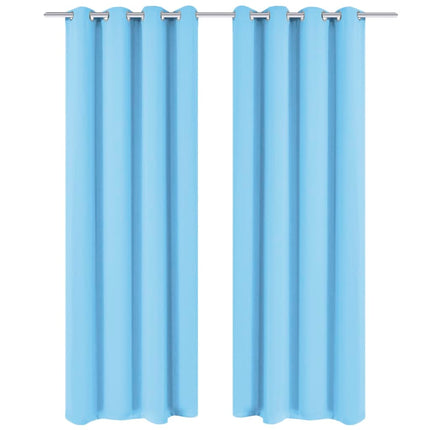 2 Pz Tende Oscuranti Occhielli in Metallo 135x245 cm Turchese