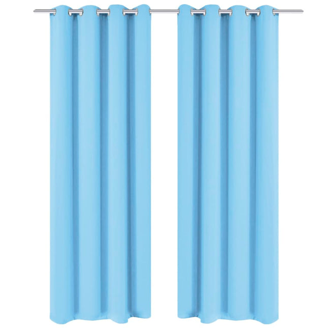 2 Pz Tende Oscuranti Occhielli in Metallo 135x245 cm Turchese