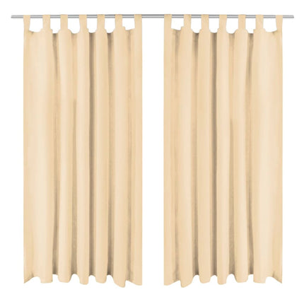 2 Pz Tende in Micro Raso con Passanti 140x225 cm Beige