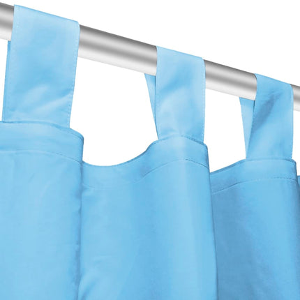 2 Pz Tende in Micro Raso con Passanti 140x175 cm Turchesi