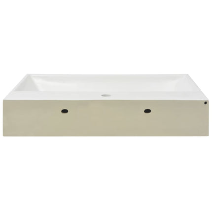 Lavandino con Foro Rubinetto in Ceramica Bianca 76x42,5x14,5 cm