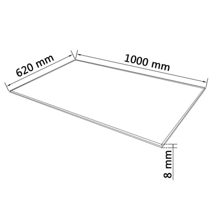 Piano Tavolo Vetro Temperato Rettangolare 1000x620 mm