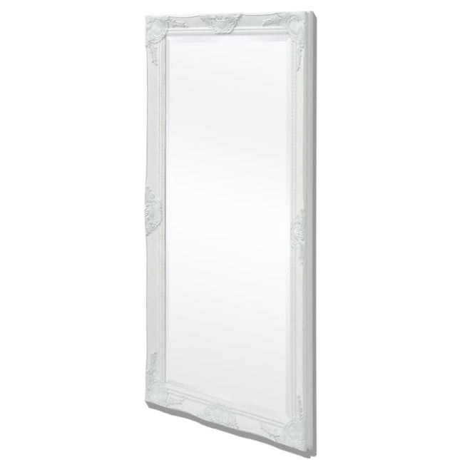Specchio da Parete Stile Barocco 120x60 cm Bianco
