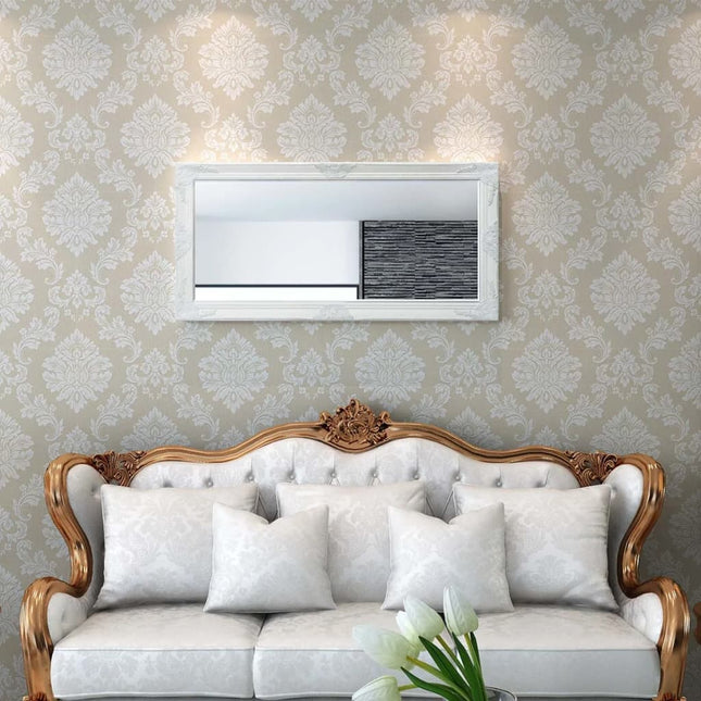 Specchio da Parete Stile Barocco 120x60 cm Bianco