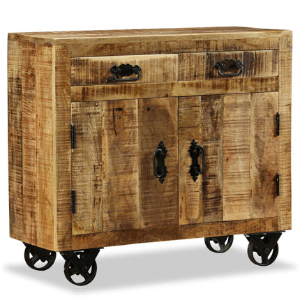 Credenza con 2 Cassetti e 1 Armadietto in Legno Grezzo di Mango