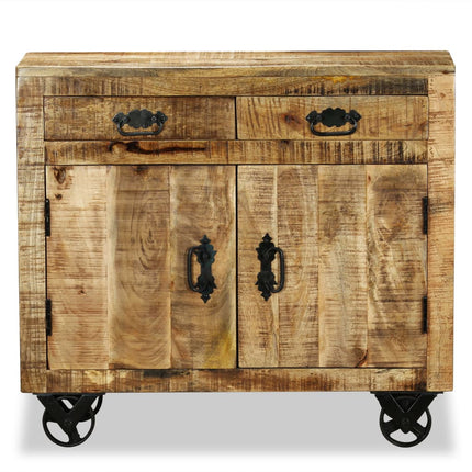 Credenza con 2 Cassetti e 1 Armadietto in Legno Grezzo di Mango
