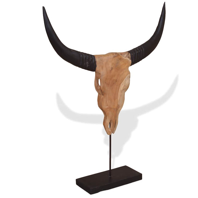 Scultura Teschio di Toro in Teak 66x15x88 cm