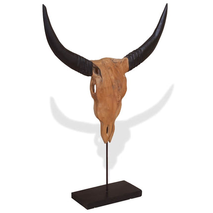 Scultura Teschio di Toro in Teak 66x15x88 cm