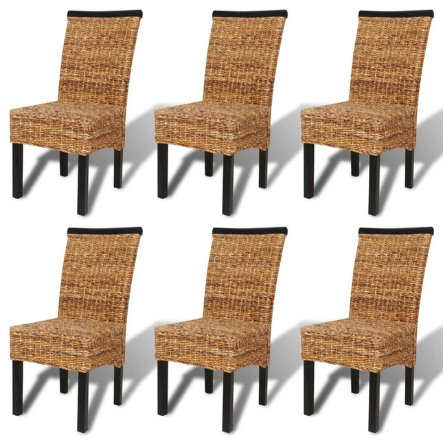 Sedie da Pranzo 6 pz in Abaca e Legno Massello di Mango