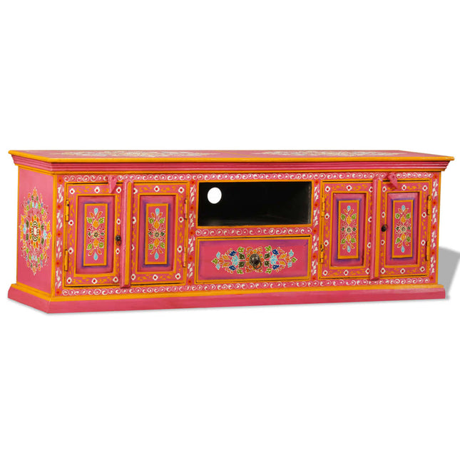 Mobile Porta TV in Legno Massello di Mango Dipinto a Mano