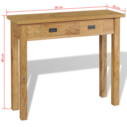 Tavolo Consolle in Legno Massello di Teak 90x30x80 cm