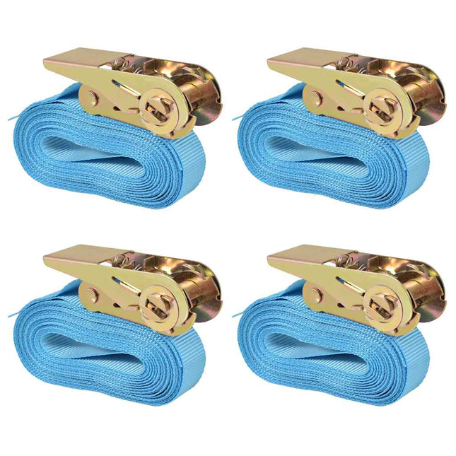 Cinghie dÃ¢â‚¬â„¢Ancoraggio 4 pz a Cricchetto 0,8 T 6mx25mm Blu