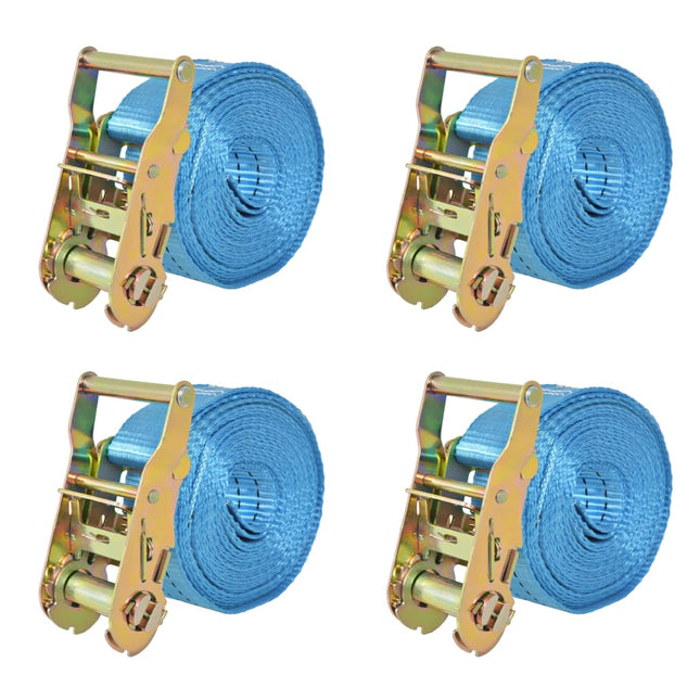 Cinghie d'Ancoraggio 4 pz a Cricchetto 2 T 6mx38mm Blu