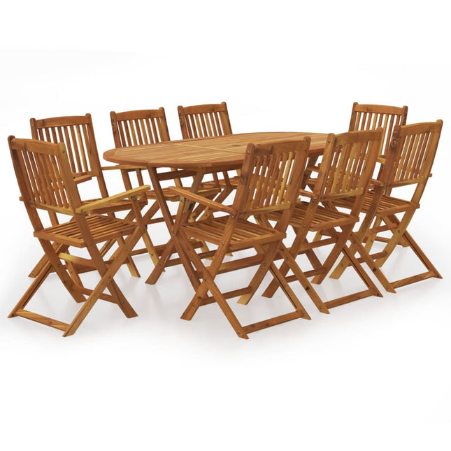 Set da Pranzo da Esterno 9 pz Pieghevole in Massello Acacia