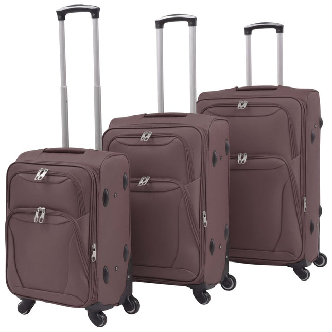 3 pz Set di Valigie Trolley Morbide Color CaffÃƒÂ¨