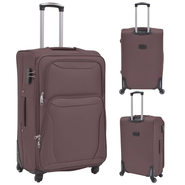 3 pz Set di Valigie Trolley Morbide Color CaffÃƒÂ¨