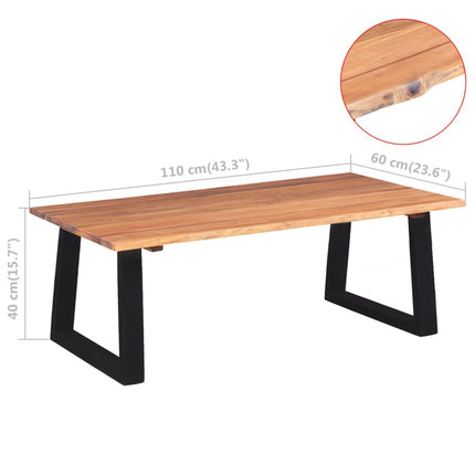 Tavolino da Salotto in Legno Massello di Acacia 110x60x40 cm