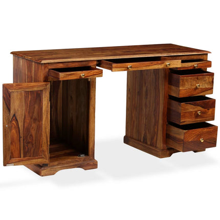 Scrivania a Colonna in Legno Massello di Sheesham 140x50x76 cm