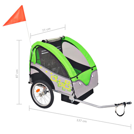 Rimorchio per Bici Grigio e Verde 30 kg